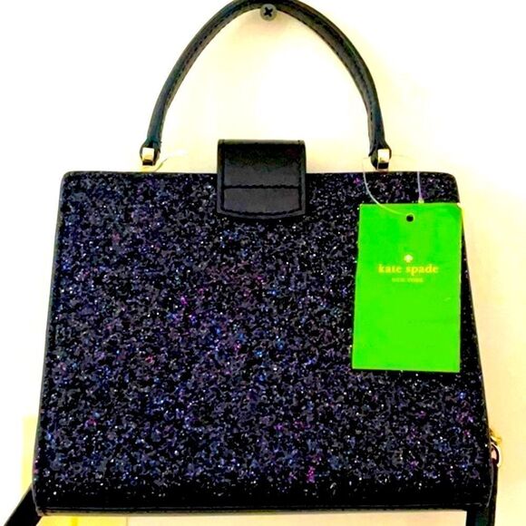 KATE SPADE NWT MINI KIRIN SUNSET LANE BLACK SPARKLING SHOULDER BAG CROSSBODY - Picture 4 of 12